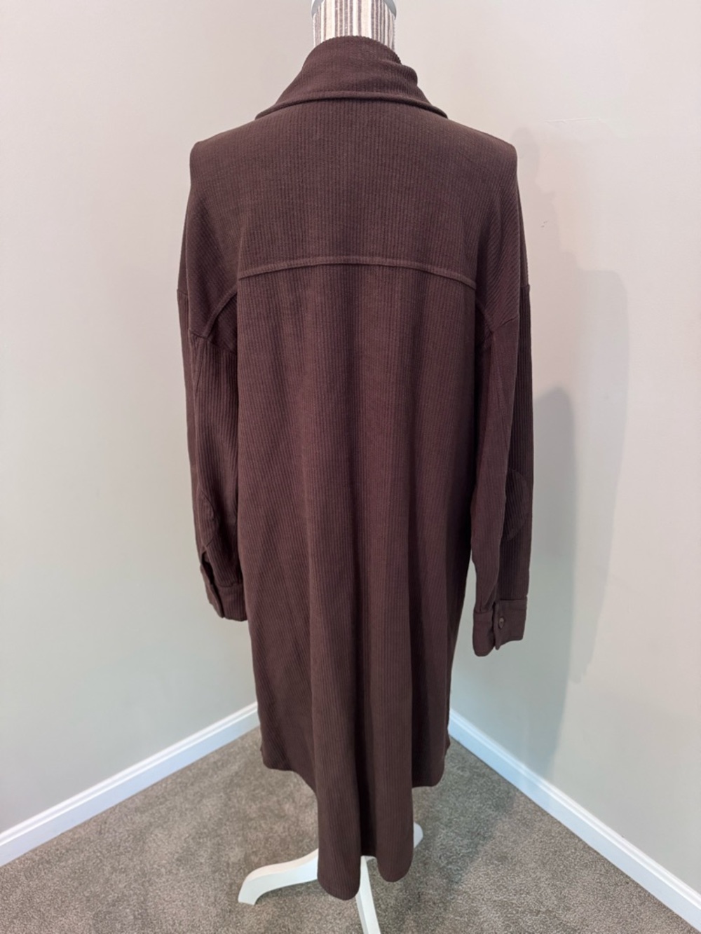 NWT $148 Pilcro By Anthropologie Duster Jacket Women's Size L Chocolate Shacket - Picture 4 of 8